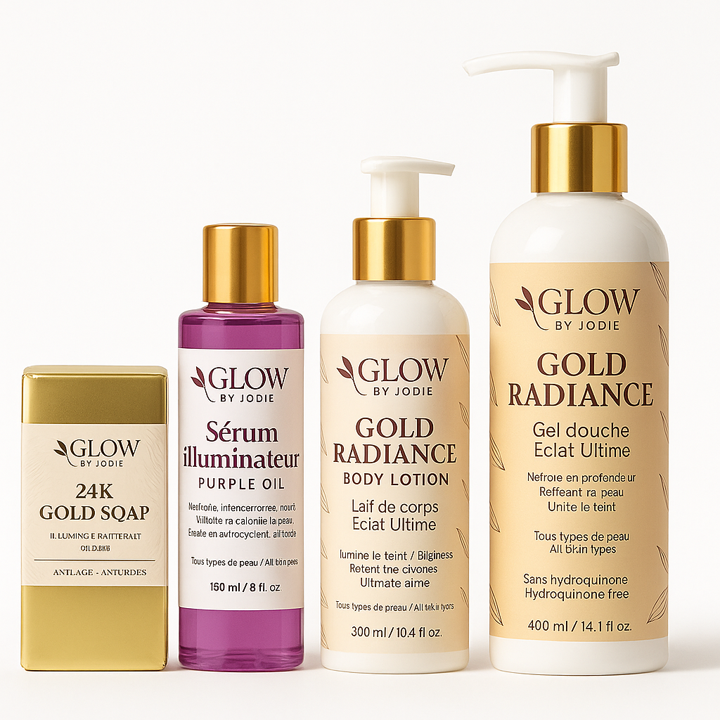 Si tu veux une peau uniforme, lumineuse et éclatante… Gold Radiance est LE combo.
