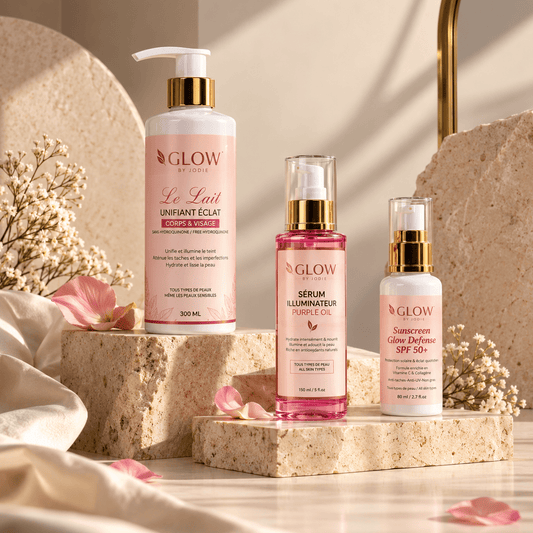 LE GLOW SIGNATURE ÉCLAT - soin visage et corps peau noire et métisse et caucasien GLOW BY JODIE