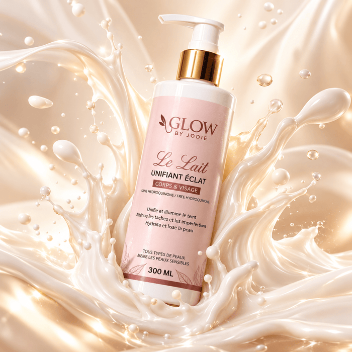 Lait Visage & Corps Unifiant Eclat -Teint uniforme - soin visage et corps peau noire et métisse et caucasien GLOW BY JODIE