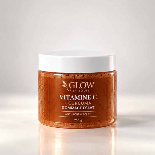 Gommage Éclat Vitamine C & Curcuma - soin visage et corps peau noire et métisse et caucasien GLOW BY JODIE