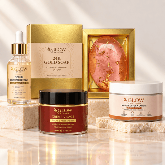 Glow Visage Complet - Routine anti-imperfections & Éclat - soin visage et corps peau noire et métisse et caucasien GLOW BY JODIE