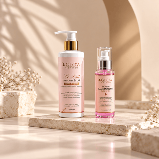 Duo Clarifiant & hydratant - soin visage et corps peau noire et métisse et caucasien GLOW BY JODIE